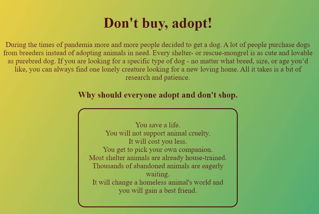 Pet adoption website